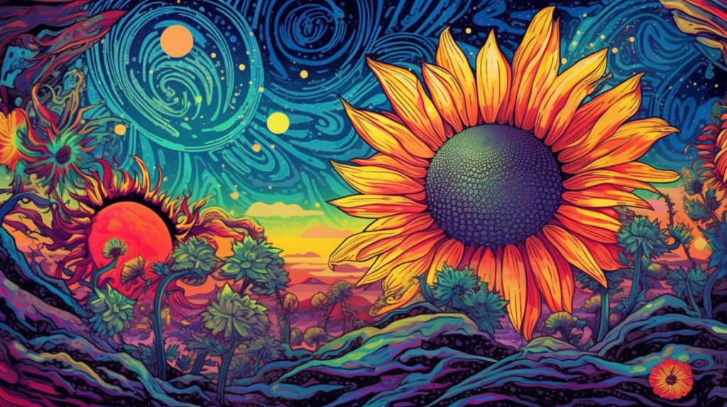 Surreal sunflower painting